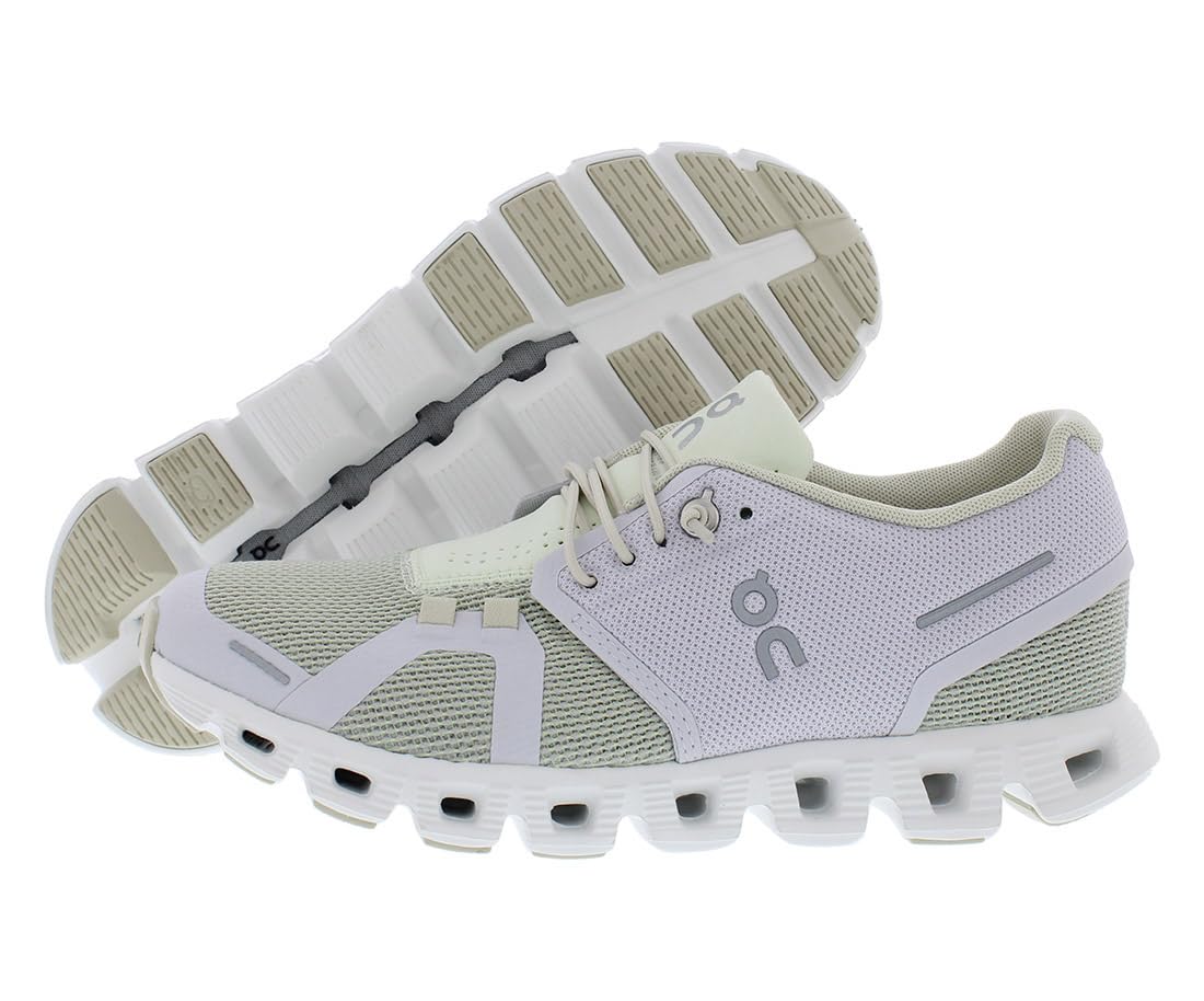 On Cloud 5 Combo Womens Shoes Size 7, Color: Lavender/Aloe-Off-White