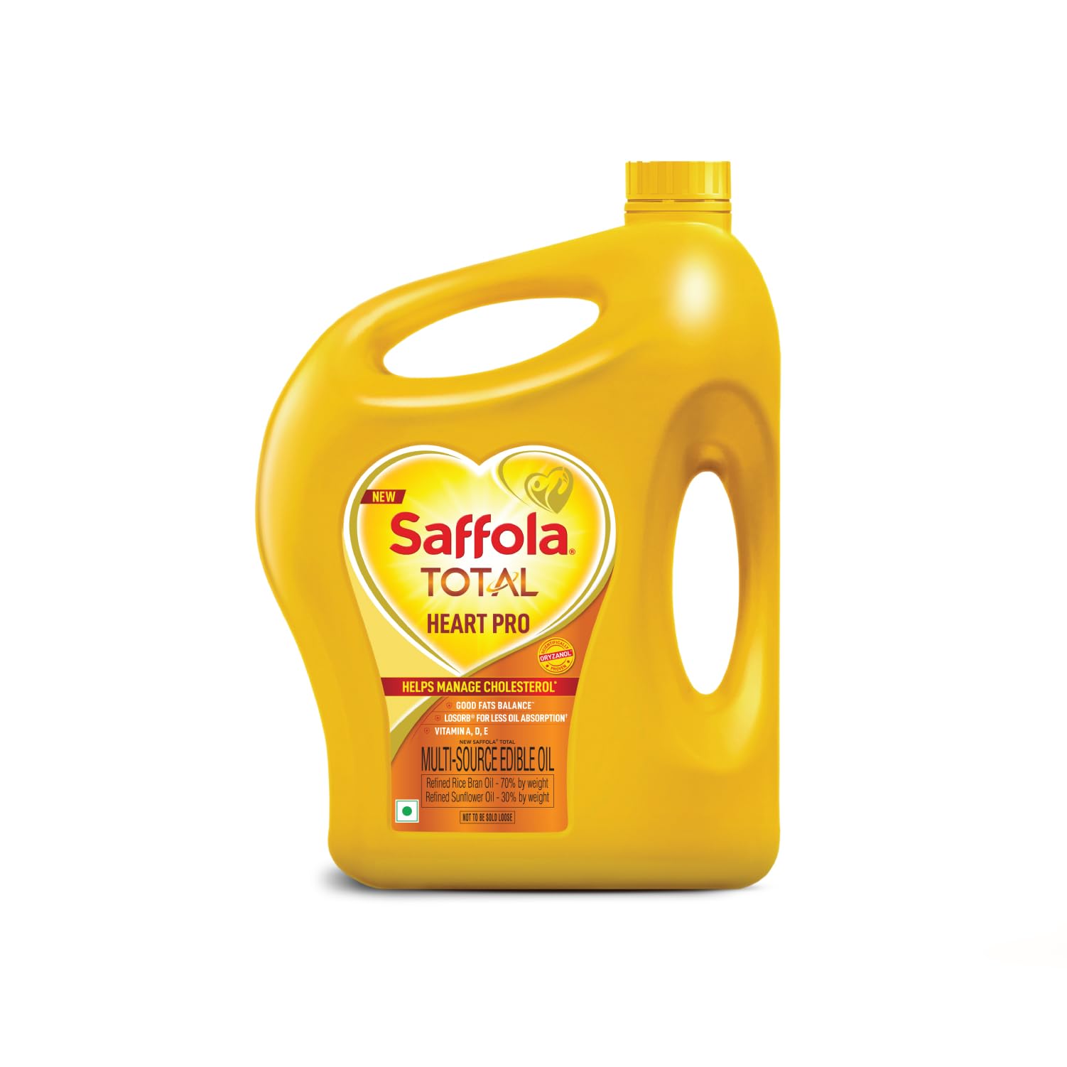 Saffola Total Oil | Heart Pro | Multi source Edible Oil (Blend of Refined Rice Bran oil & Refined Sunflower oil) | Power of 6 | Helps Manage Cholesterol | 5 Litre Jar