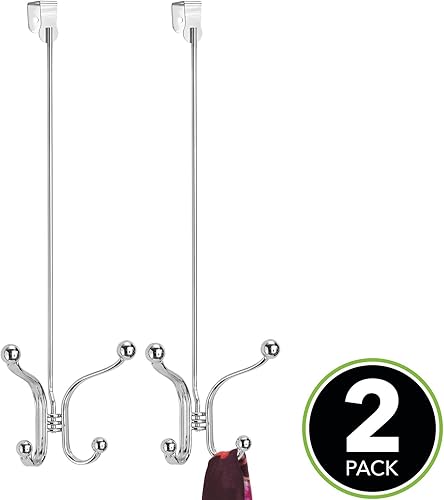 Miniatura 2 de mDesign Hyde Collection - Estante organizador de almacenamiento para colgar sobre la puerta de metal de acero resistente para armario, baño,