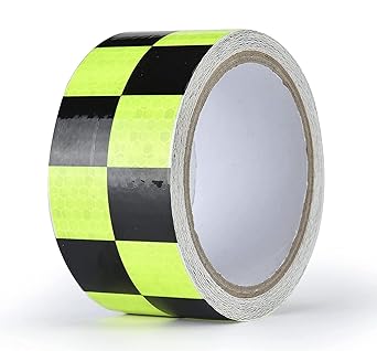 BREZLEEN Reflective Warning Waterproof Tape For road safety purpose Night Safety Sticker High Intensity Conspicuity | 2 Inch X 5 Meter | Black & Radium Colour