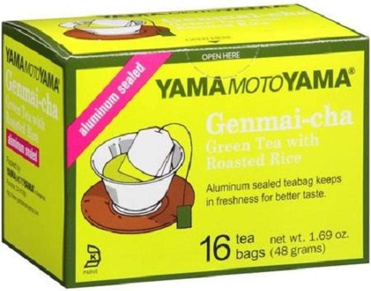Guong Yamamotoyama Genmai-cha Green Tea with Roasted Rice, 16 Tea Bags 1.69-Ounce Boxes (Pack of 12)