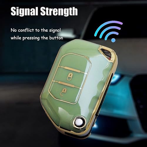 Miniatura 8 de HIBEYO Funda para llavero con llavero para Jeep Wrangler JL JLU Gladiator 4XE 2018-2021, accesorios de TPU suave con 2 botones, Blanco