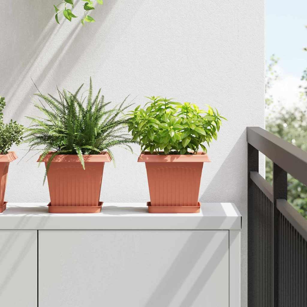 Set di 6 vassoi da fiori quadrati in plastica robusta, 15 x 15 x 2 cm, resistenti alle intemperie, al gelo, ideali per balcone, giardino, terrazza e per la cura delle piante da interni