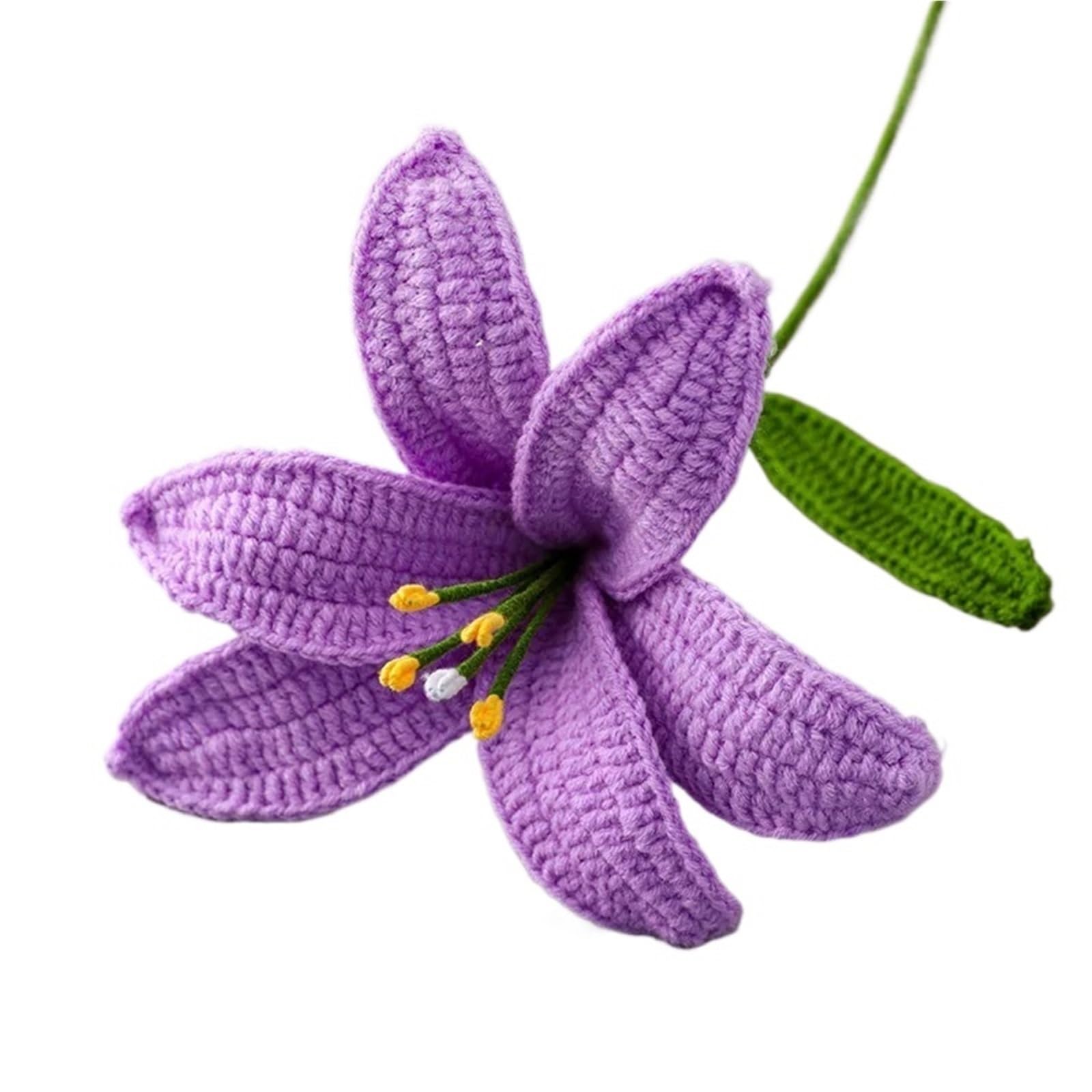 ZHSOAO Artificial Flowers Hand-knitted Gift Crochet Homemade Bouquet Flower Home for Weddings Birthdays(Color4)