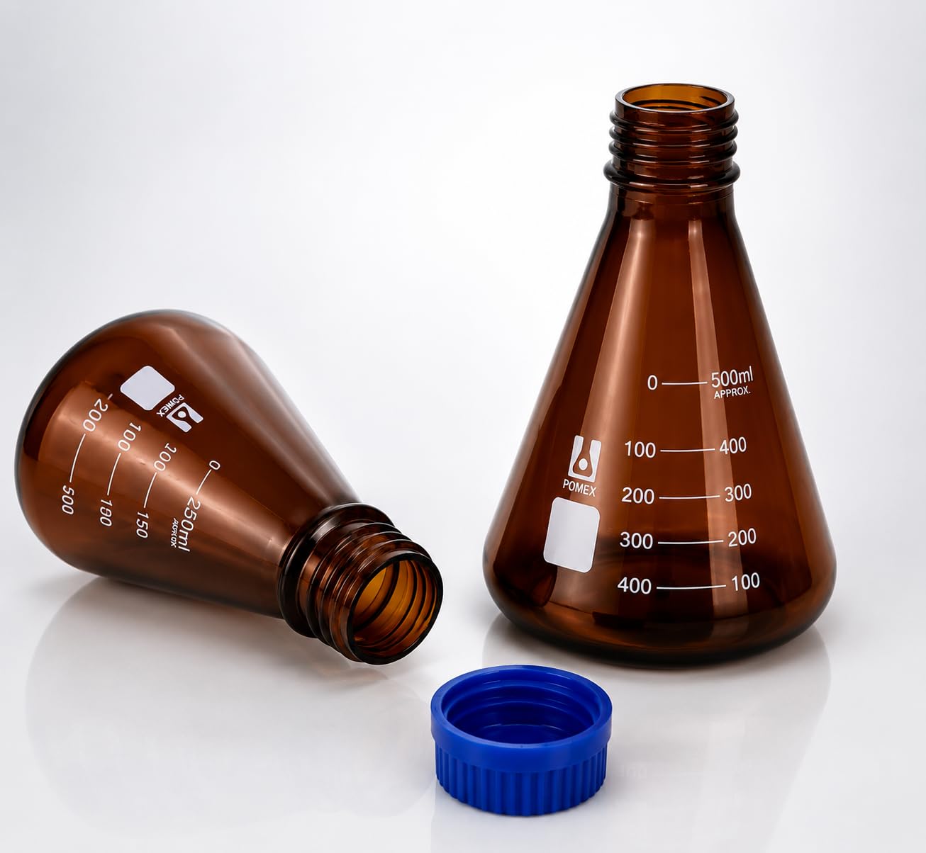 VIDOO Bursztynowa Kolba Erlenmeyera z Zakrętką GL, ze Szkła Borokrzemowego z Podziałką Laboratoryjna Kolba Stożkowa, GL45 2000ml