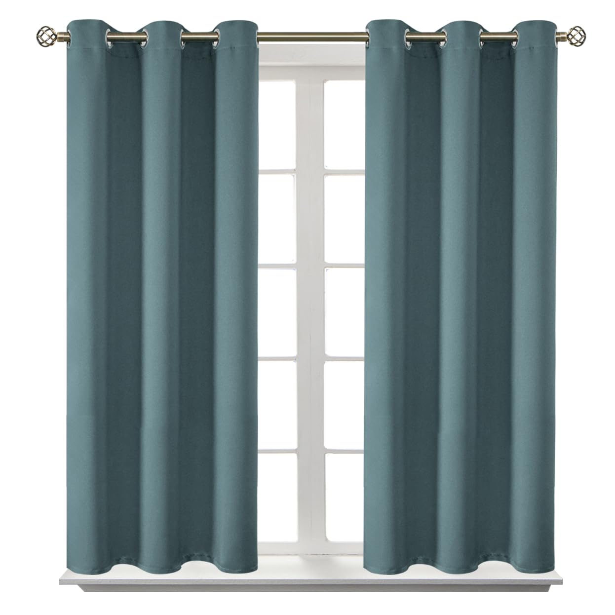 BGment Short Curtains for Small Window 54 Inch Long - Stone Blue 2 Panels