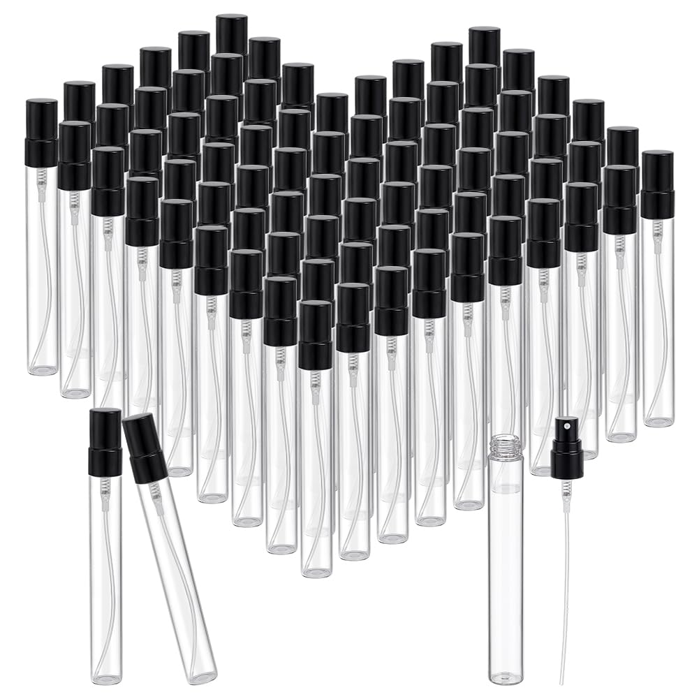 PH PandaHall 50 Stück 10ml Glas Parfümflaschen Mini Sprühflasche Reisegröße Leerer Parfümzerstäuber Für Ätherische Öle Auf Reisen Geschenk Zu Weihnachten Und Zum Muttertag