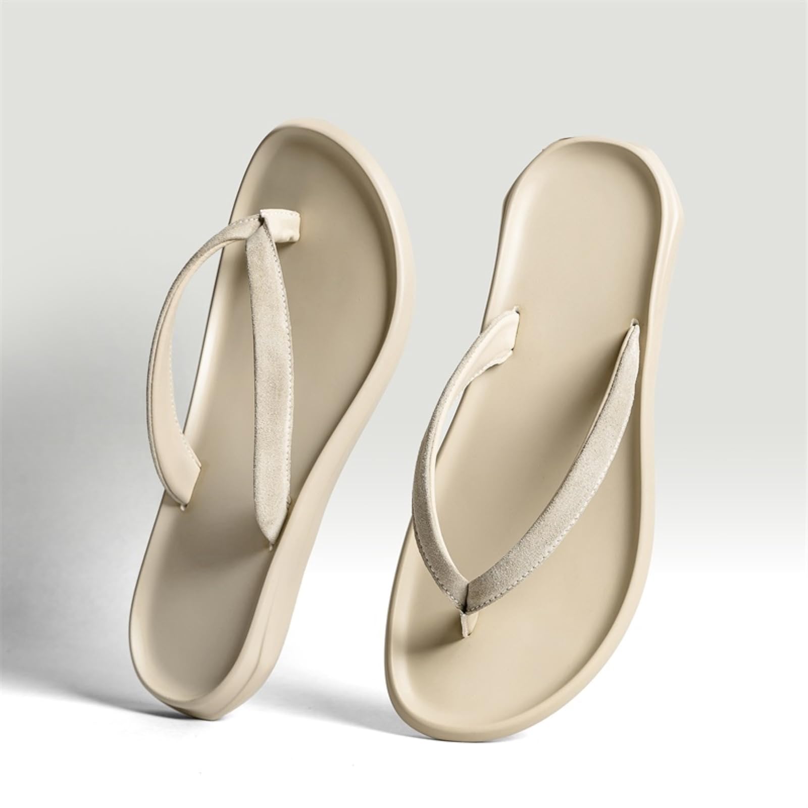 Chanclas Hombres Tanga Curvo Contorno Eva Plantilla Sandalias Respirable Cojín Base Playa Verano Diario Caminar Al Aire Libre-white-43