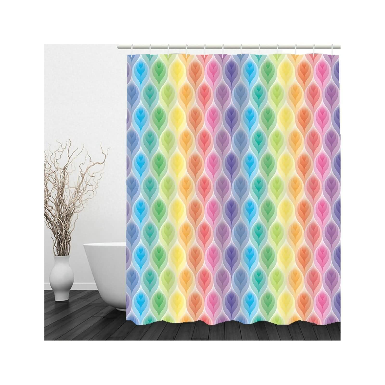 Rideau de douche anti-moisissure et imperméable en polyester multicolore lavable