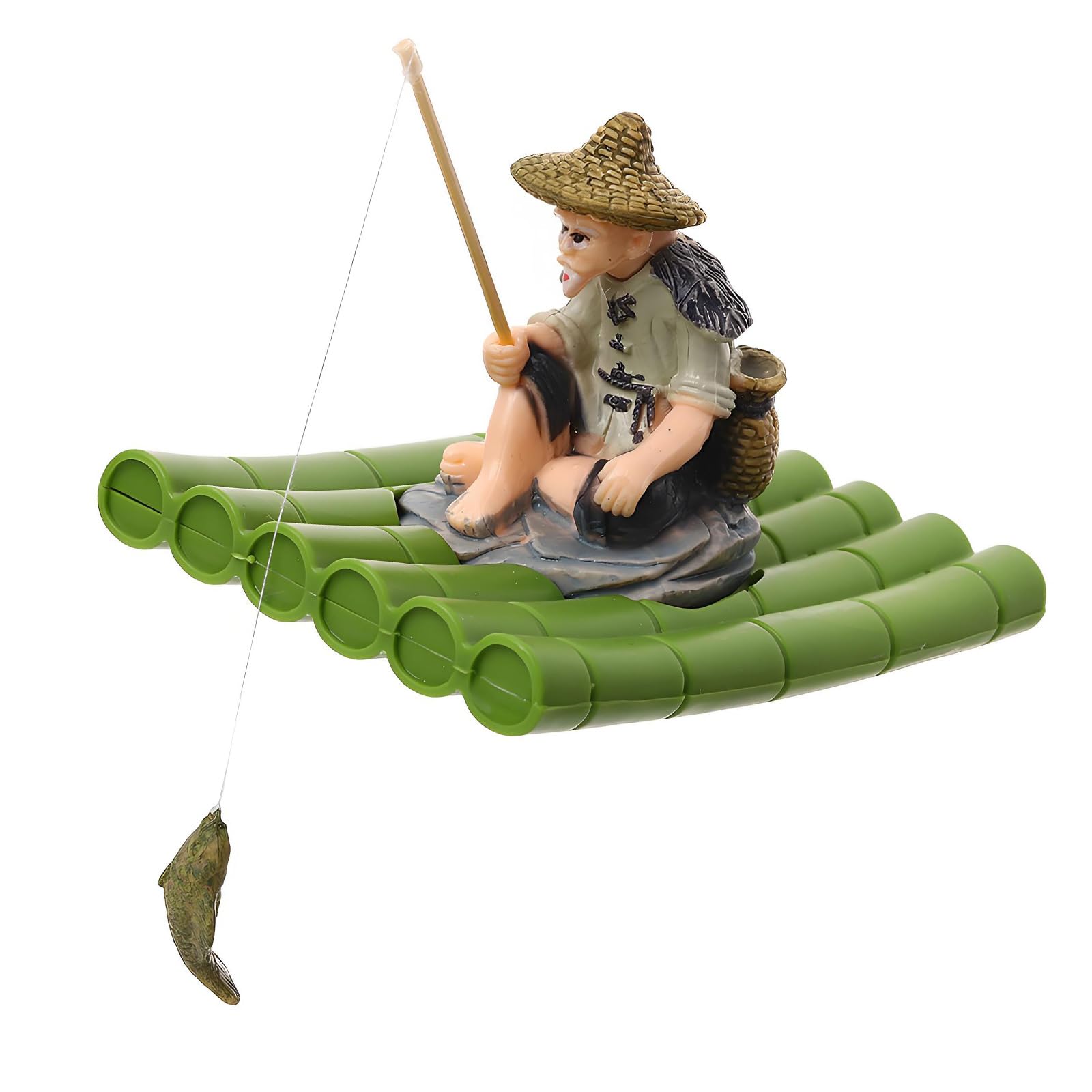 Snorvixre Old Chap for Aquarium Glass WallDecoration Landscaping Lovely Old Chap FishTank Statue Resin Fishing Fisherman Aquarium Landscape