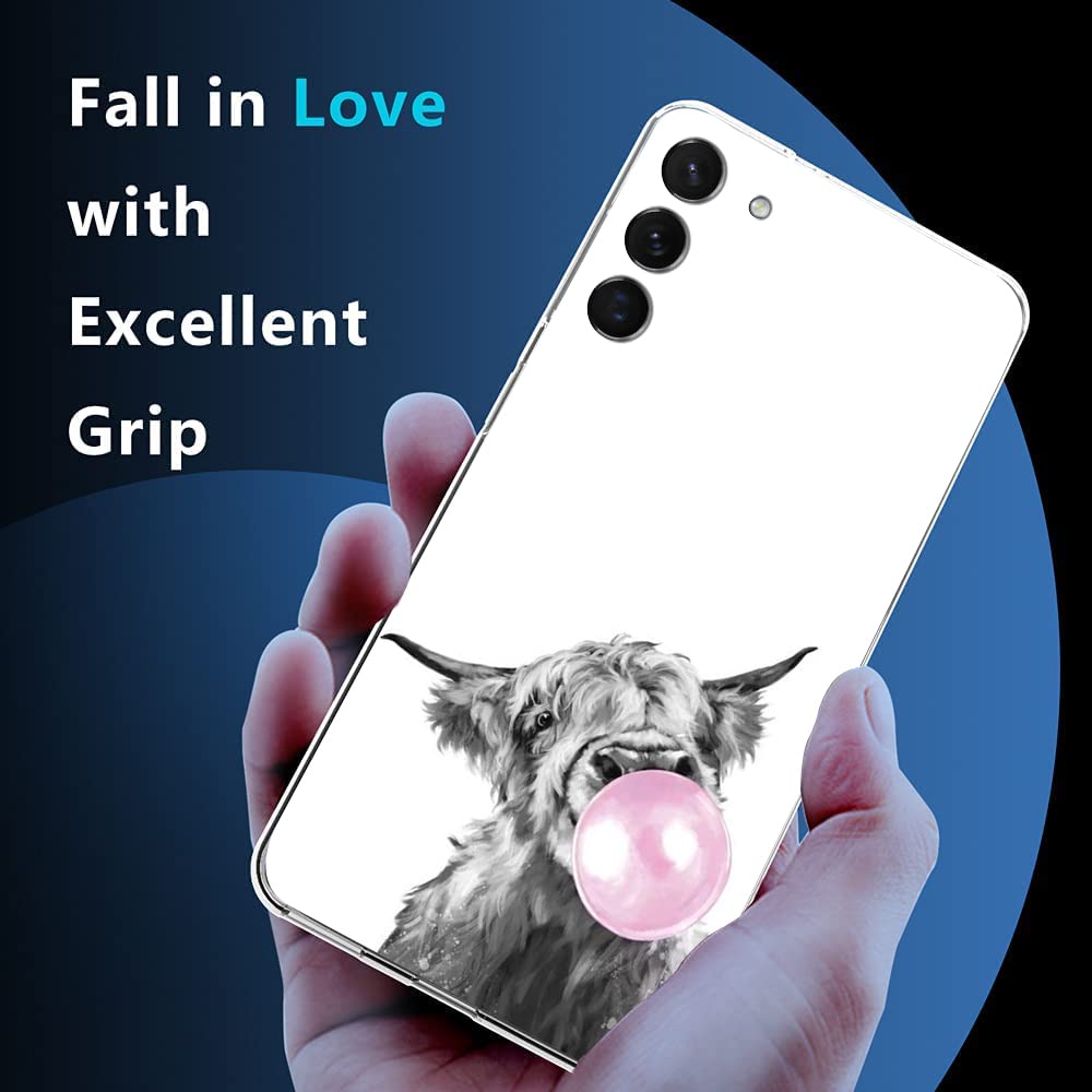 Funda compatible con Samsung Galaxy S22 de moda, Highland Cow Howdy Western Farm Animal Country Cowboy Ranch Farmgirl Funda transparente para teléfono de regalo TPU a prueba de golpes