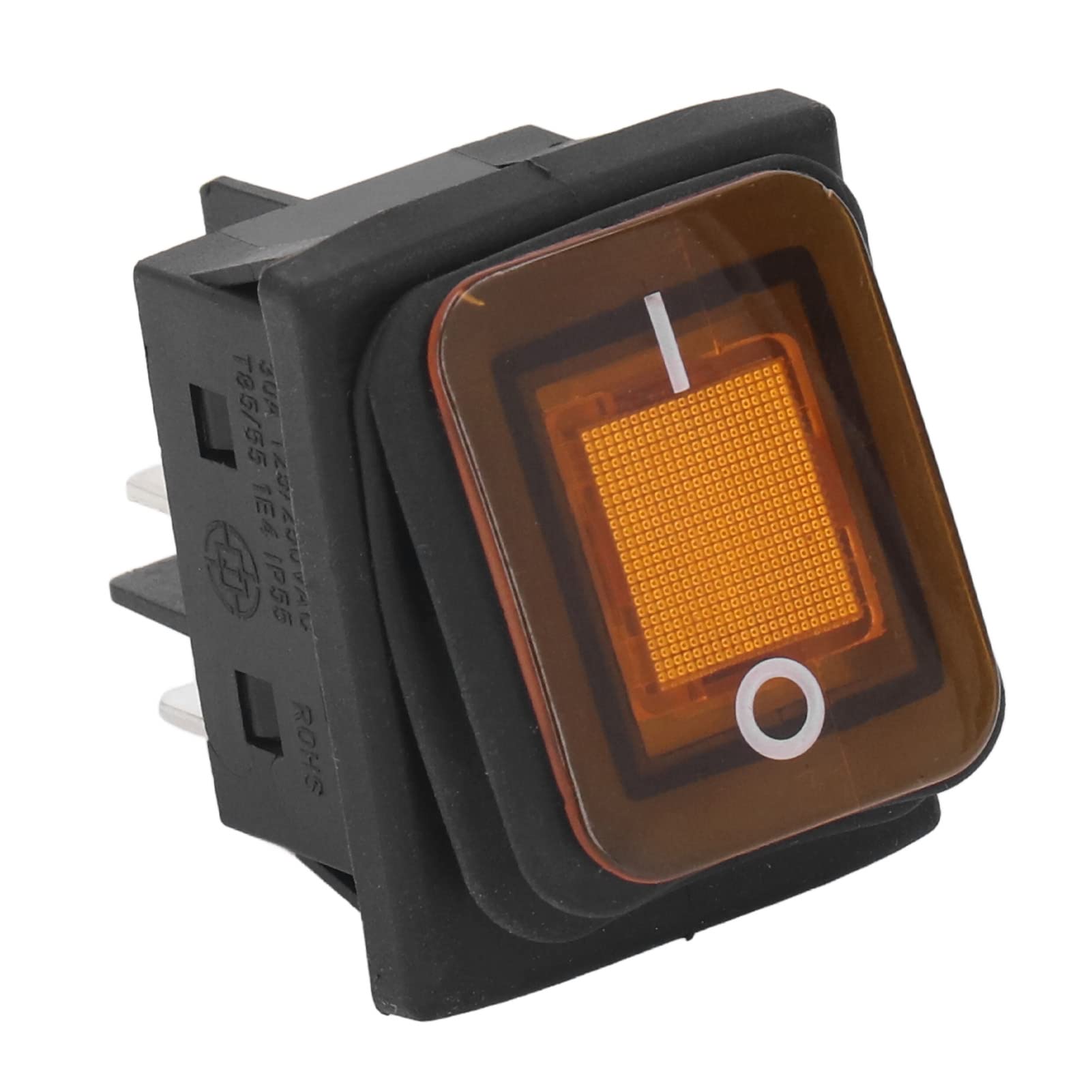 2 Posizioni Interruttore a Levetta Roccioso, 30A AC 125V 250 V con Luce a LED, 4 Perni, per Barca (Arancia)