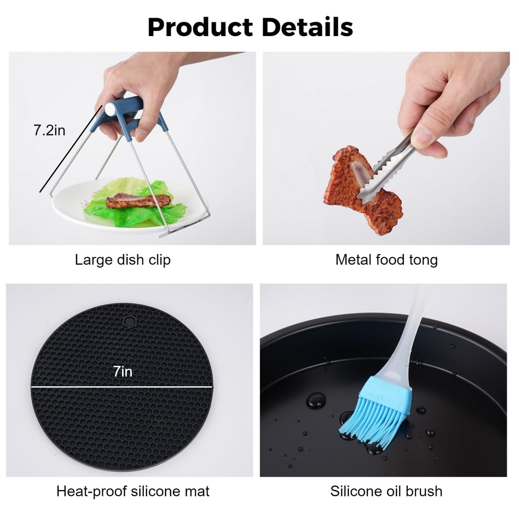 Set di 12 accessori per friggitrice ad aria, kit di accessori universali per friggitrice ad aria, antiaderenti, con fusto per torte, teglia per pizza, stampo per cupcake, spiedini, portapane, ricette