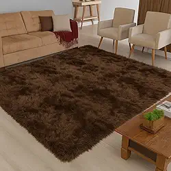 Tapete Grande 3x2m Peludo Felpudo Macio Antiderrapante Luxuoso para Sala de Estar Quarto Confortável Decorativo Estilo Moderno Elegante (Marrom)
