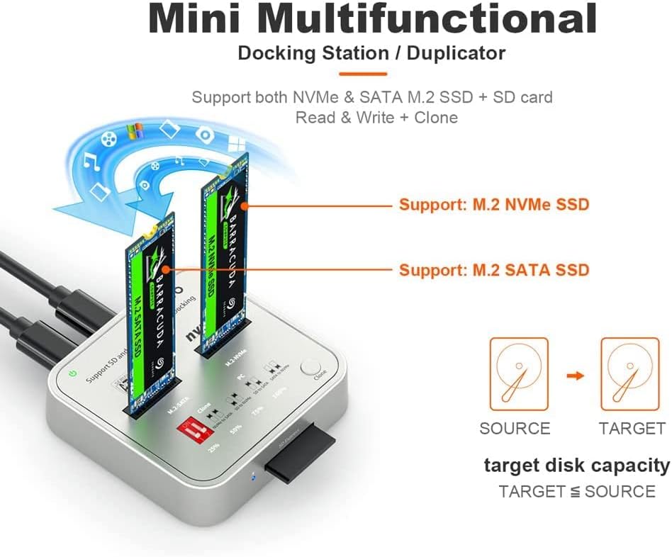 MAIWO K3016CL Docking Station showing M.2 NVMe and M.2 SATA SSD slots