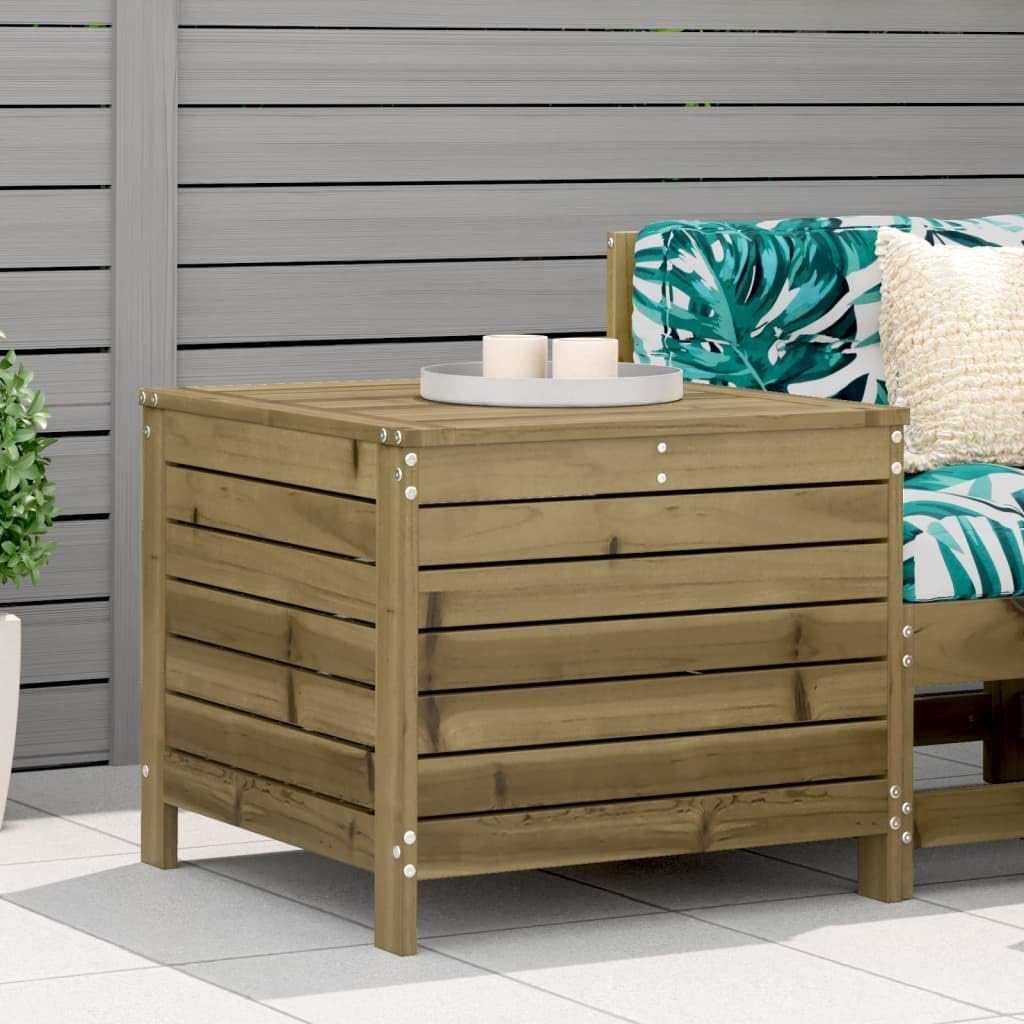 SXZenSpace Garden Footstool 62x63.5x53.5 cm Vacuum Pressure Impregnated Pinewood Ottoman Coffee Table Modular Outdoor Seating for Patio Balcony Courtyard