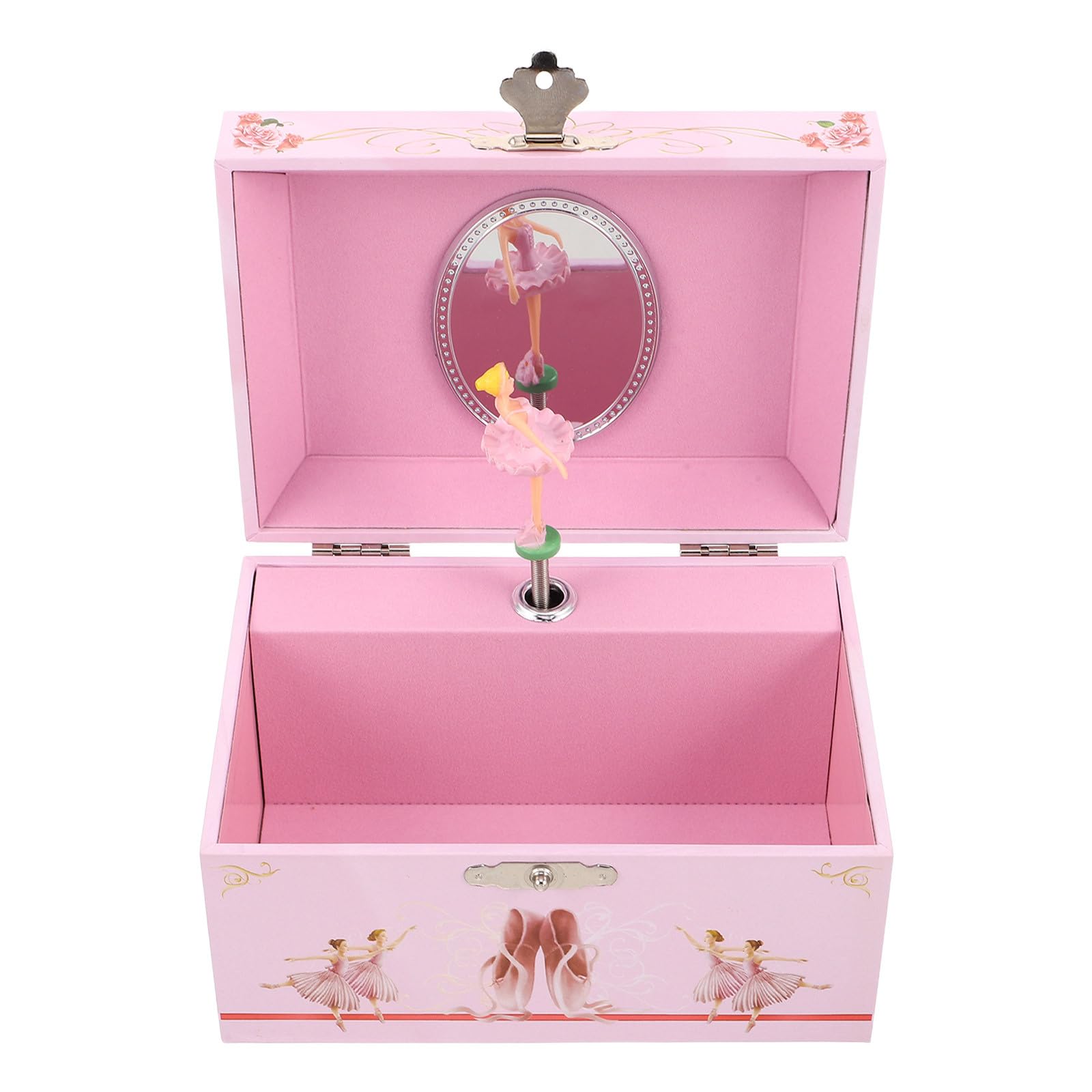 PRETYZOOM Caja de Música con Bailarina Rosa de Ballet para Niñas, Joyero Portátil de MDF con Compartimentos y Música, Adecuado para Cumpleaños y Decoración Infantil