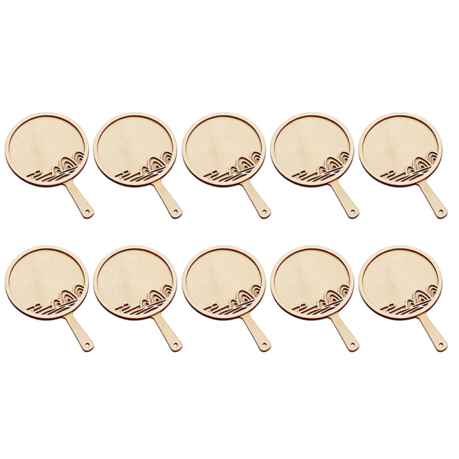 kokdid 10Pcs Unfinished Wooden Fan Shape Cutout Unpainted Wooden Handheld Fan for Painting Wedding Decoration Cultural Event Empty Chinese Admirers