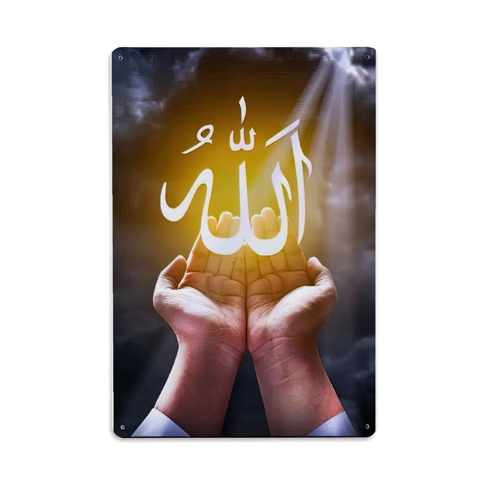 Religious Allah Metal Tin Sign Plaque Wall Decor for Cafe, Club Bar, Office, Home Garden Metal Poster 8x12Inch