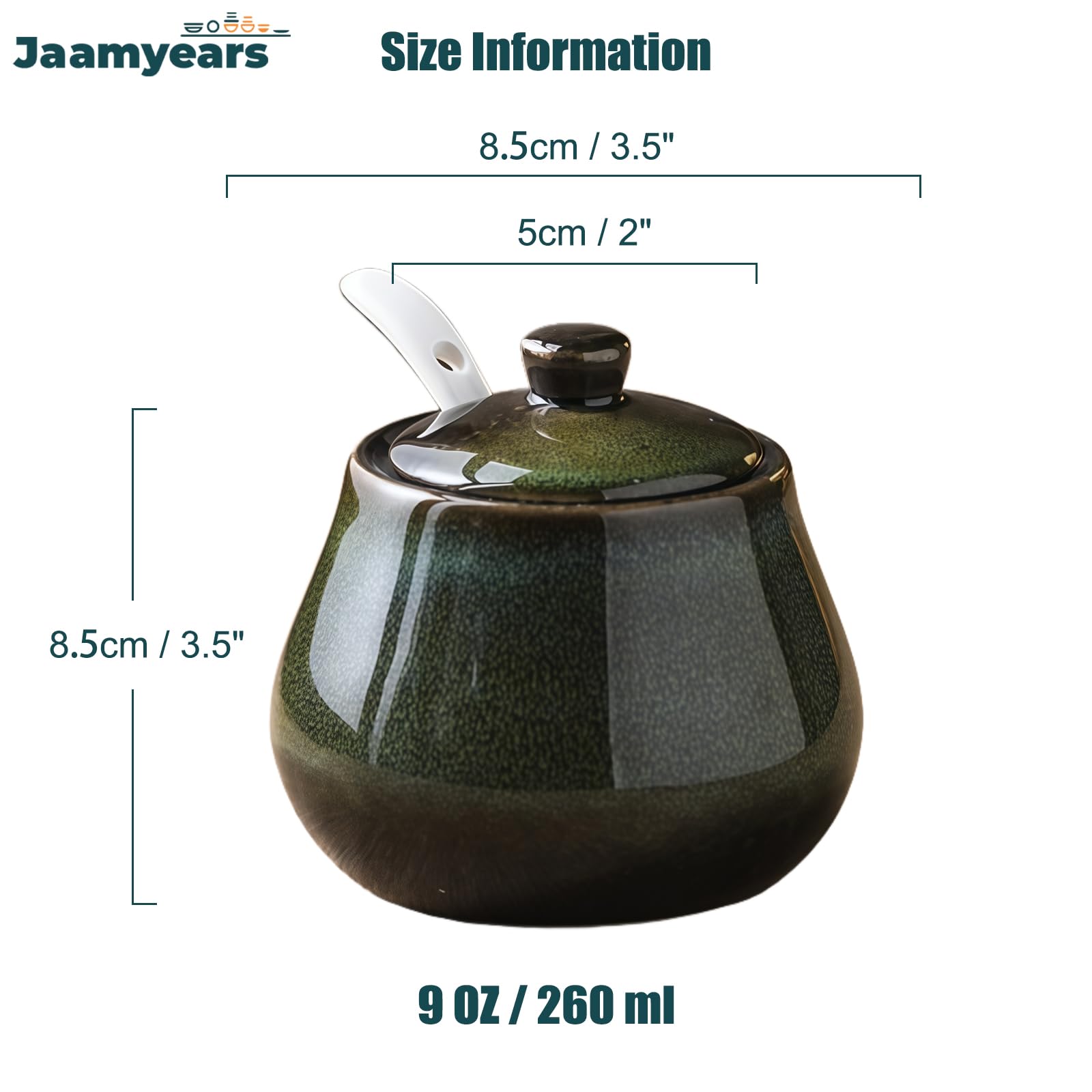 Zuccheriera con coperchio e cucchiaio, piatto in ceramica da 260 ml per bar, comodo zuccheriera per uso domestico o ufficio, perfetta per gli amanti del caffè e gli appassionati di tè