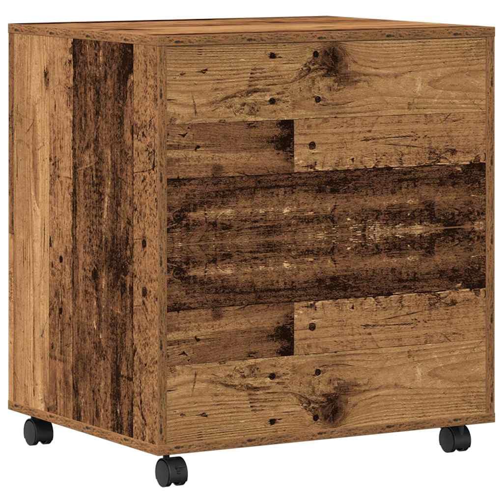 Supporto per stampante in legno anticato, 60 x 50 x 67 cm, con ruote, supporto mobile per stampante in legno con finitura rustica, per home office e ufficio, facile montaggio con attrezzi