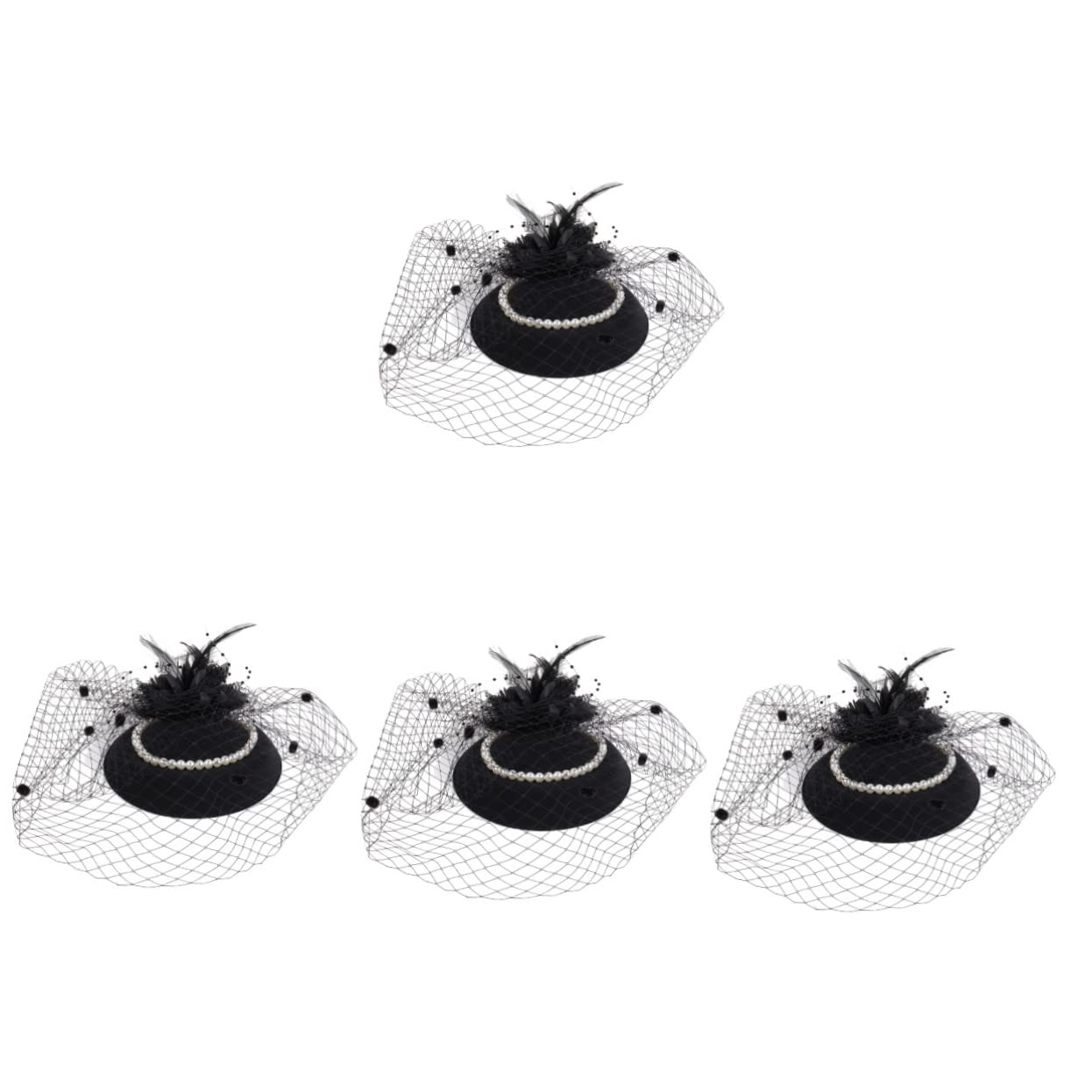ifundom 4pezzi Fascinator Retro per Sposa con Piume e Perle Cerchietto Elegante per Cerimonie e Feste Accessorio Versatile per Matrimoni e Occasioni Speciali