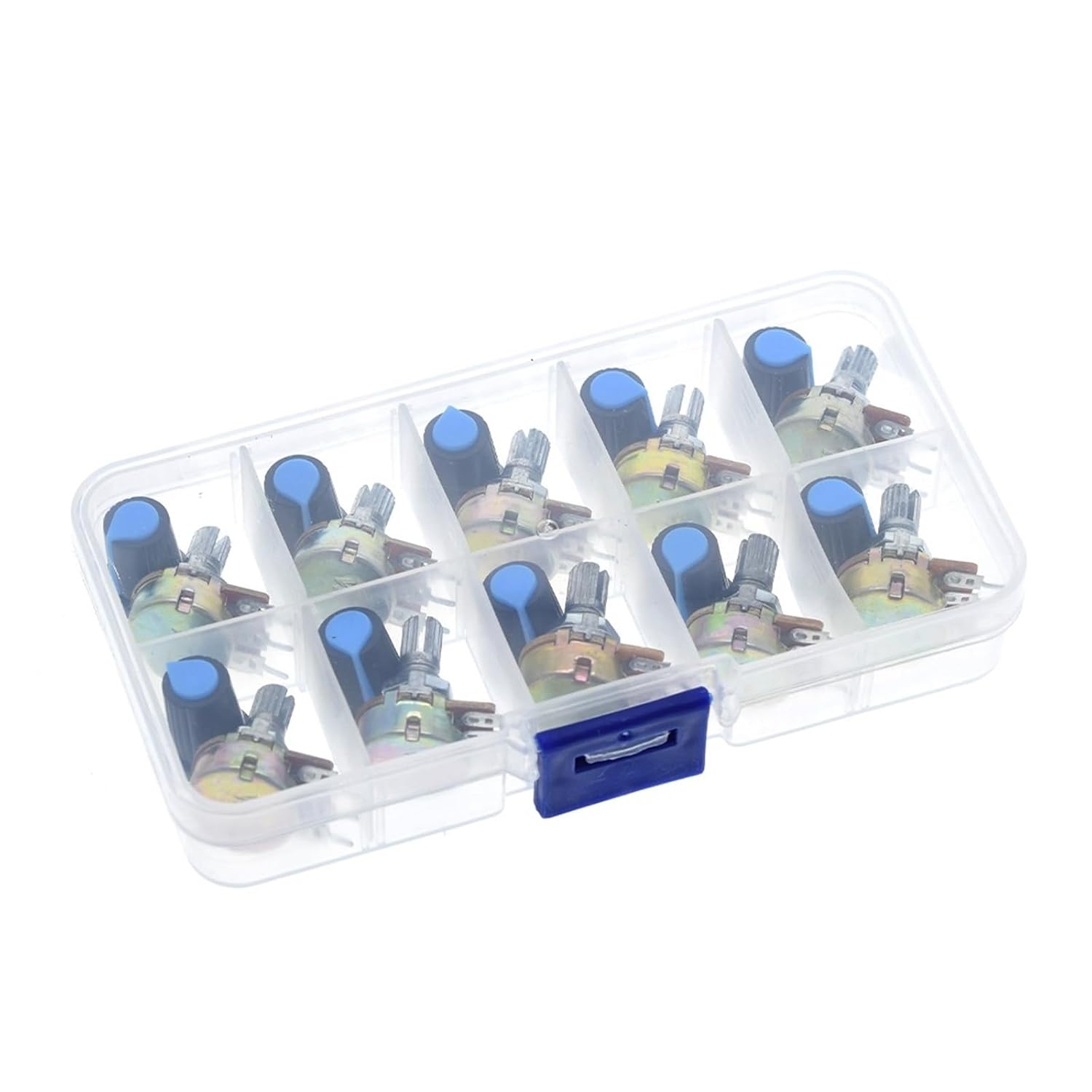 WH148 Potentiometer Kit B1K 2K 5K 10K 20K 50K 100K 500K 1M 15mm Linear Taper Rotary Potentiometer Resistor Set 3pin with Cap