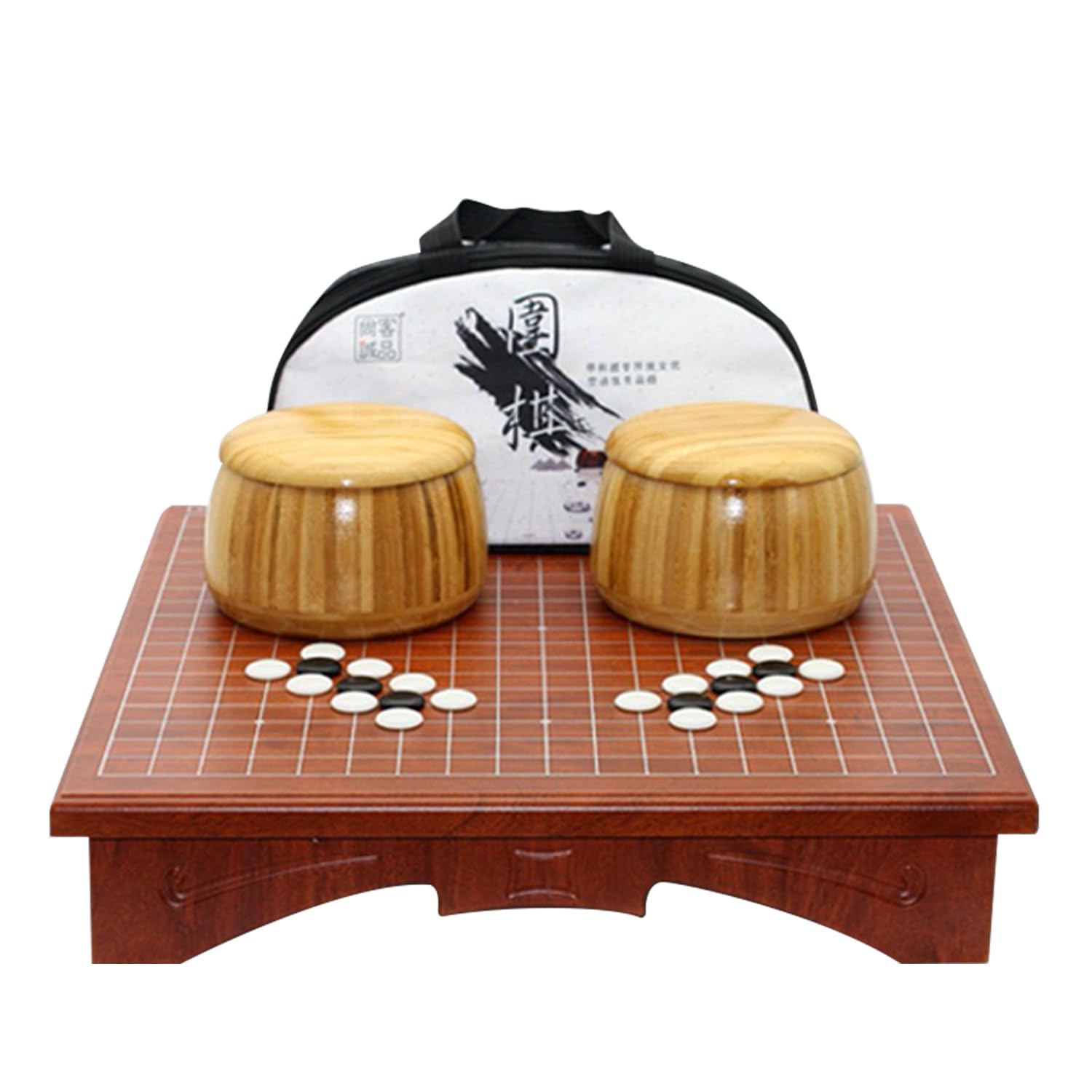 VPH Juego de mesa de jade simulado de doble cara, incluye mesa de mesa, tarro y bolsa