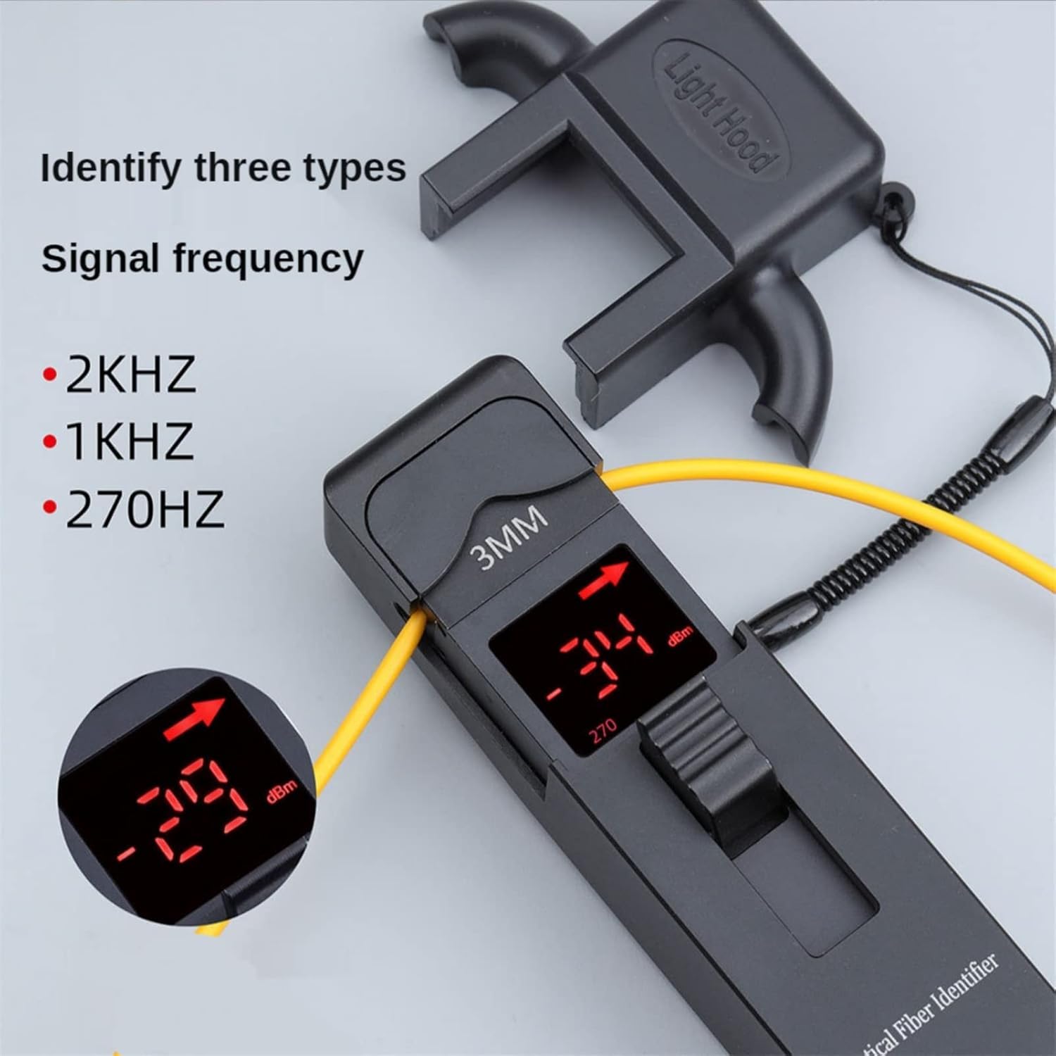 TFS Identificador de Fibra Óptica, 800-1700 nm, con Localizador Visual de Fallas, 4 Adaptadores (0,25mm-3,0mm), Operación de Una Tecla