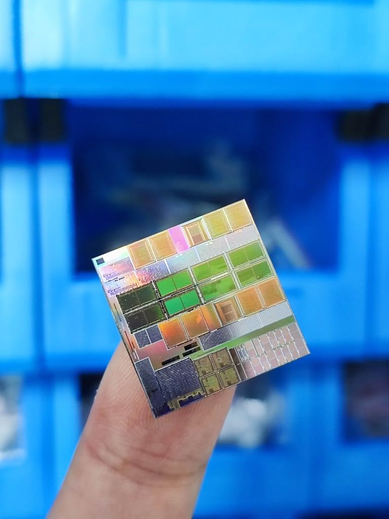 Non-Functional Silicon Wafer Chip Sample – Semiconductor Die for Research, Education, IoT Concept Display, CPU/IC Structure Demonstration, Lithography Wafer Model (5pcs CPU Core 20mm+ Perfect)