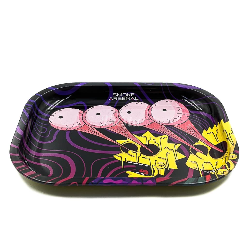 Vastu Barted Rolling Tray - Small Metal Smoking Rolling Tray - Various Cartoon Designs (Barted)
