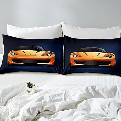 Vista 105 de Feelyou Juego de ropa de cama de coche de carreras y avión en blanco y negro – Funda de edredón y funda de edredón para niños y adolescentes