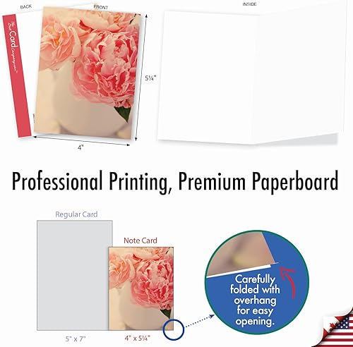 Miniatura 6 de The Best Card Company - 10 tarjetas de notas en blanco con flores (4 x 5.12 pulgadas) - Tarjetas de notas florales, surtido en caja para todas las