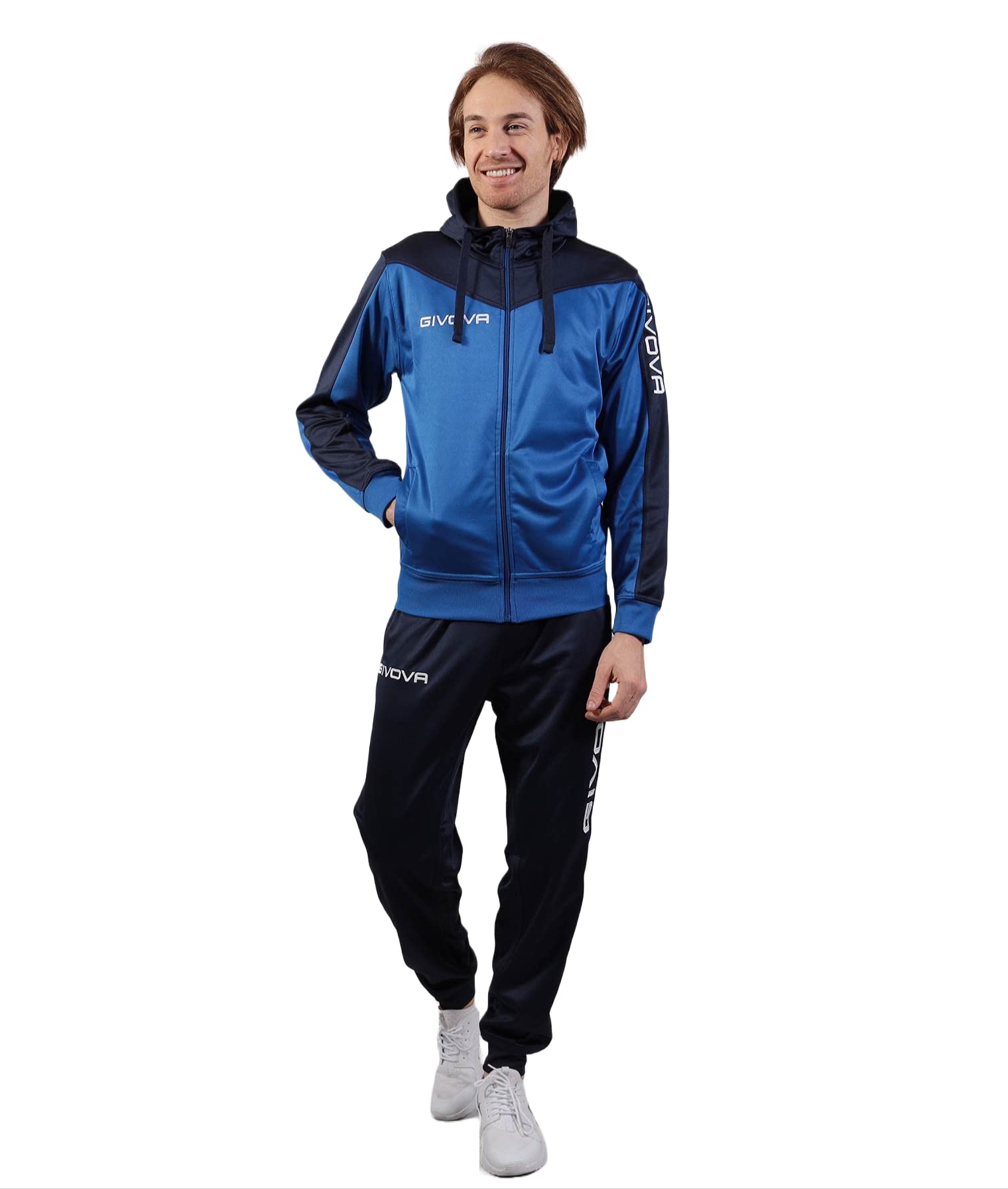 Givova Unisex Royal, Bleu Tuta Roma Con Cappuccio Polarfleece Tracksuit,