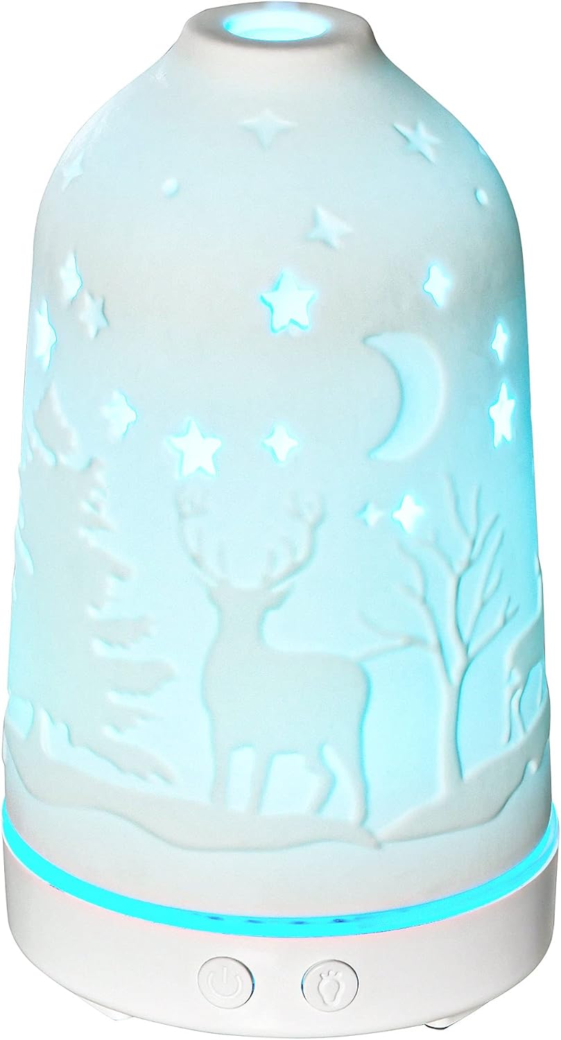 Difusor de Aromas Ultrasónico HOMCOM 100ml Blanco 7 Colores LED