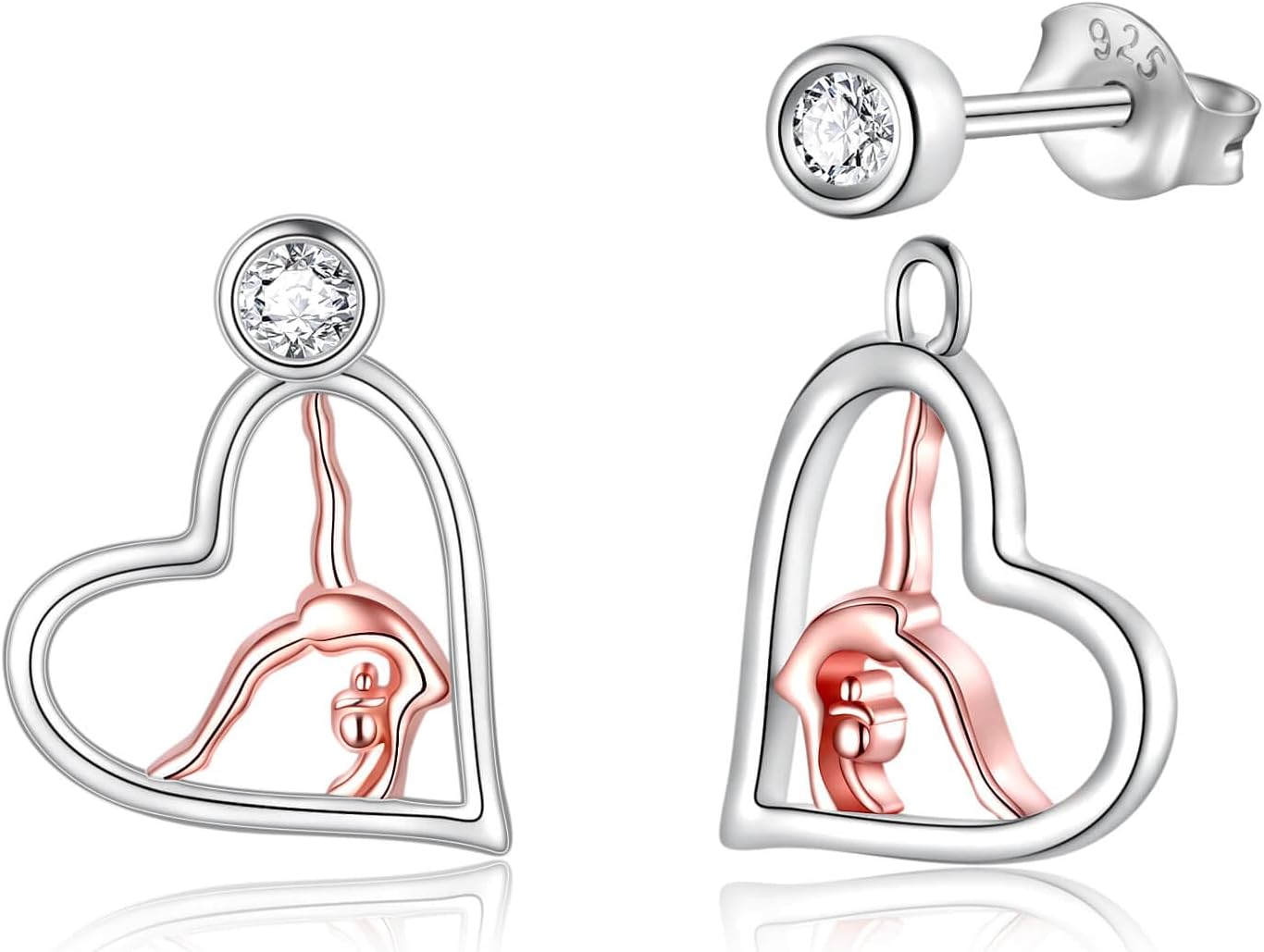 Silver Gymnastics Dangle Earrings Rose Gold Flipping Gymnasts Earrings Gymnast Jewelry Gifts For Women
