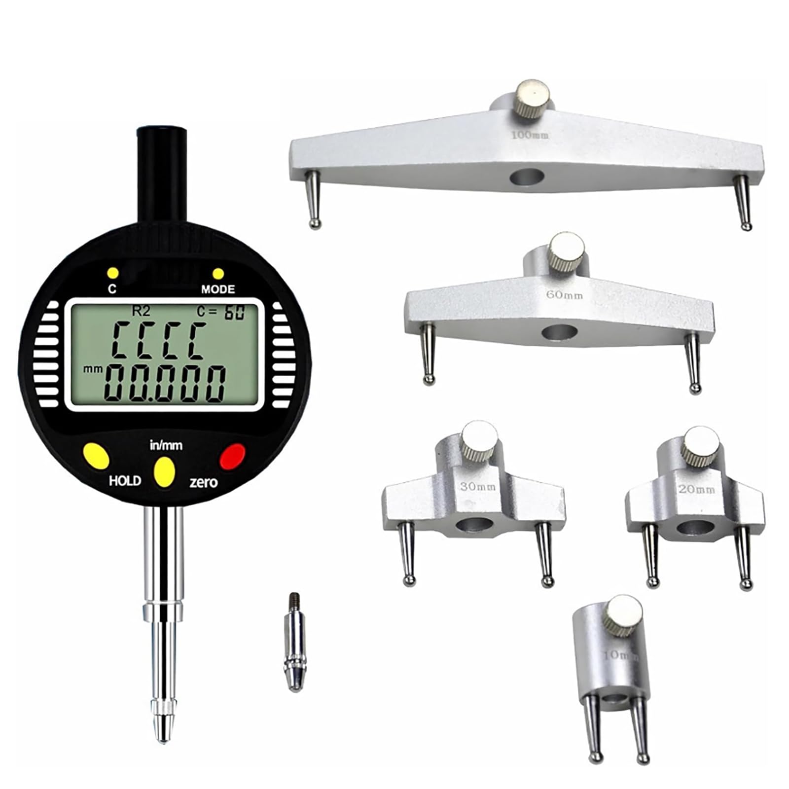 Digitales Radiusmessgerät, elektronisches Messwerkzeug für Radius 0,5 cm - 69,8 cm (5 mm-700 mm), mit austauschbaren Backen 10 mm/20 mm/30 mm/60 mm/100 mm für genaue Messungen