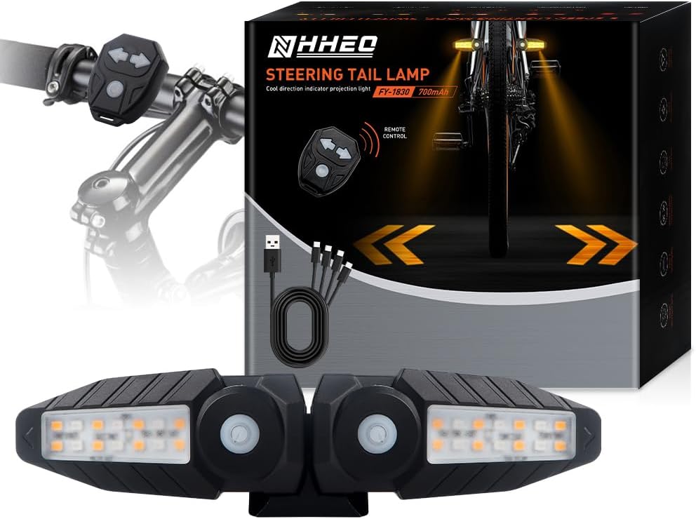 Bike Tail Light with Ultra-Bright Turn Signal Projection, 5 Modes-Wireless Horn Alarm Bicycle Tail Light 30 LED IPX4 Waterproof USB Rechargeable Rear and Front Cycling Lights for Road Safety