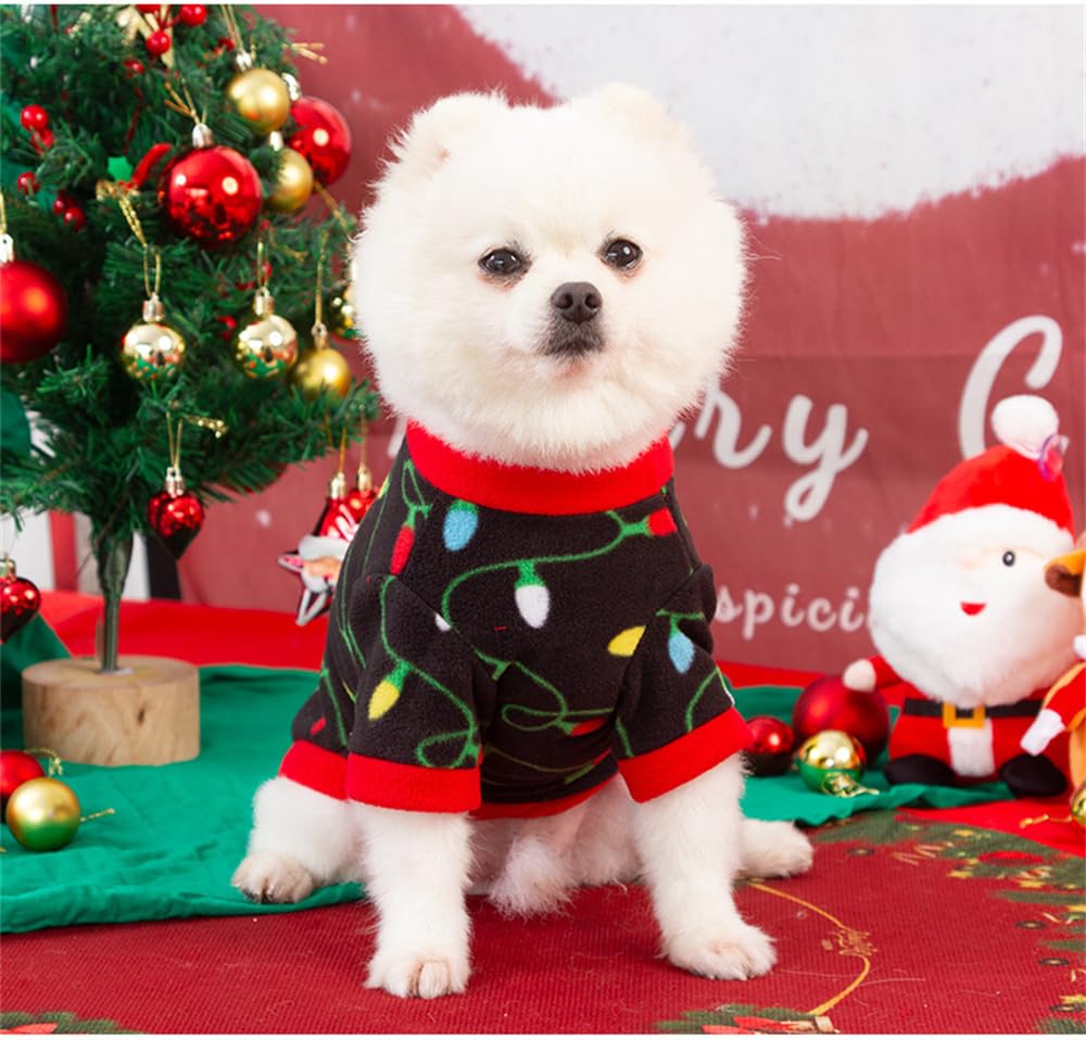 Confezione da 2 Abiti Natalizi per Cani - Costume Natalizio per Animali Domestici - Maglione Natalizio in Pile per Cuccioli - Caldi e Morbidi Vestiti Natalizi per Cuccioli Abbigliamento per Animali