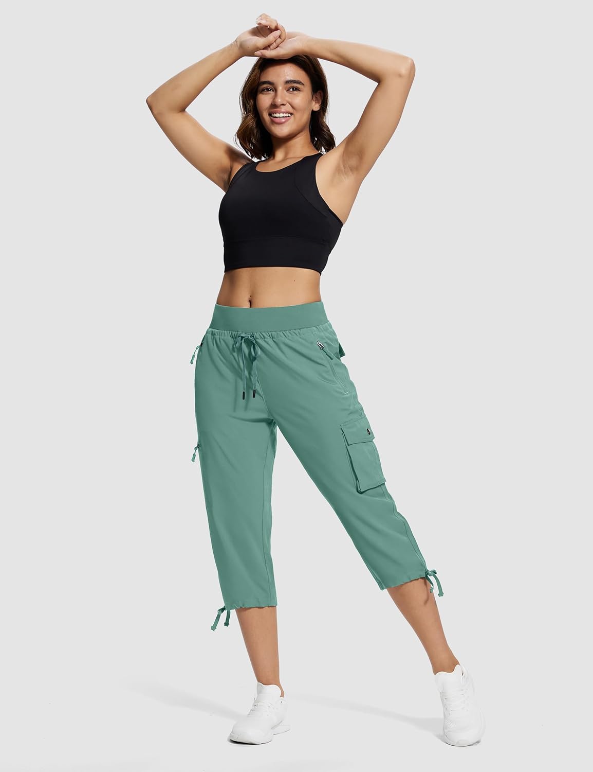 Hiking Capris for Women with Pockets Lightweight Quick Dry Cargo Capri Travel Pants Women Casual Women's Capris - Image 3