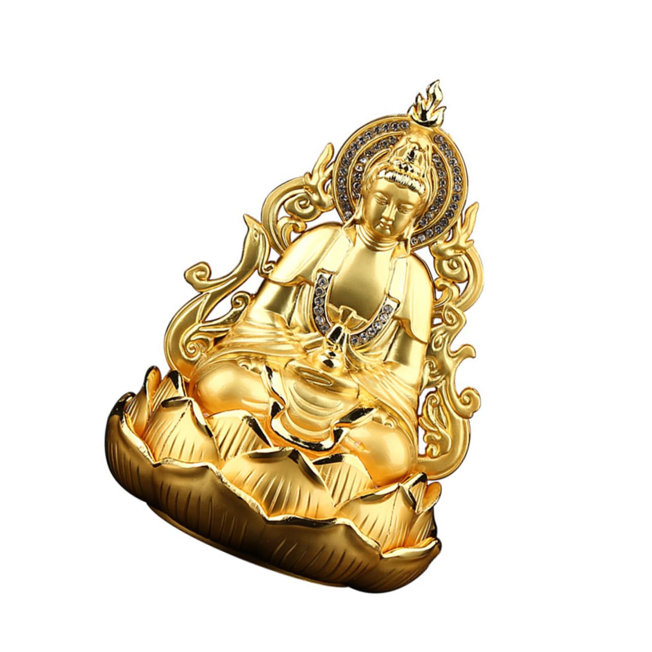 iplusmile Diffusore di Aromi per Auto in Lega Oro Design Elegante e Funzionamento Raffinato, Porta Profumo Kwan Yin per Purificare L'aria e Decorazione Interna
