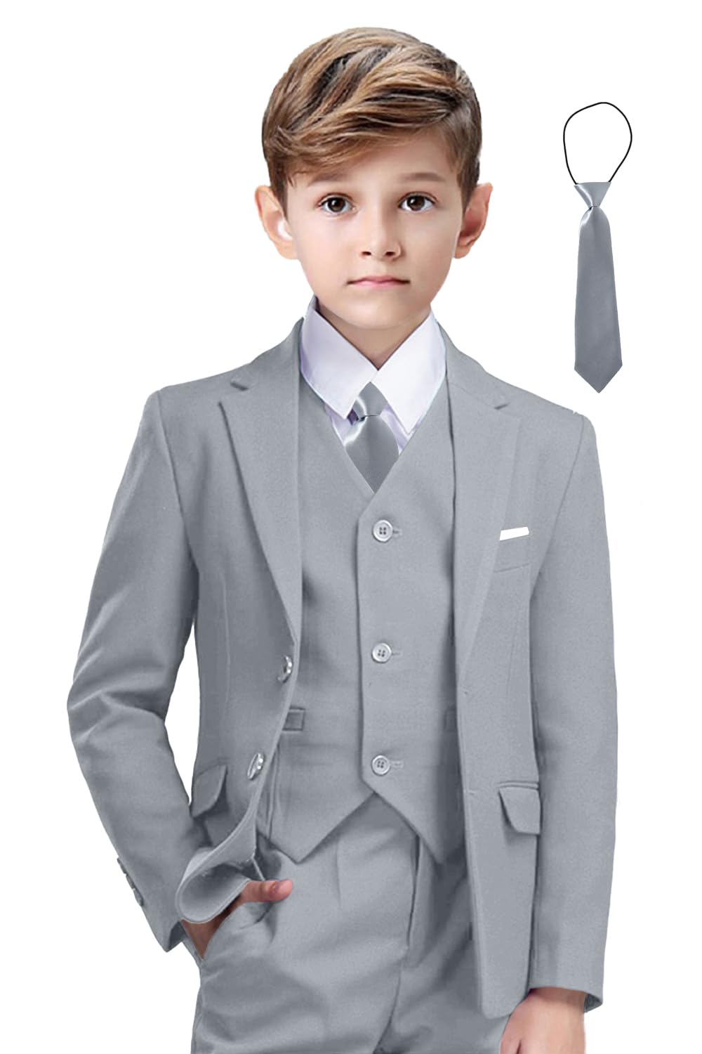 Suit for Boy Formal Slim Fit Tuxedo 5 Pieces Kids Toddler Wedding Outfit Blazer Pants Vest Set Boys Suits