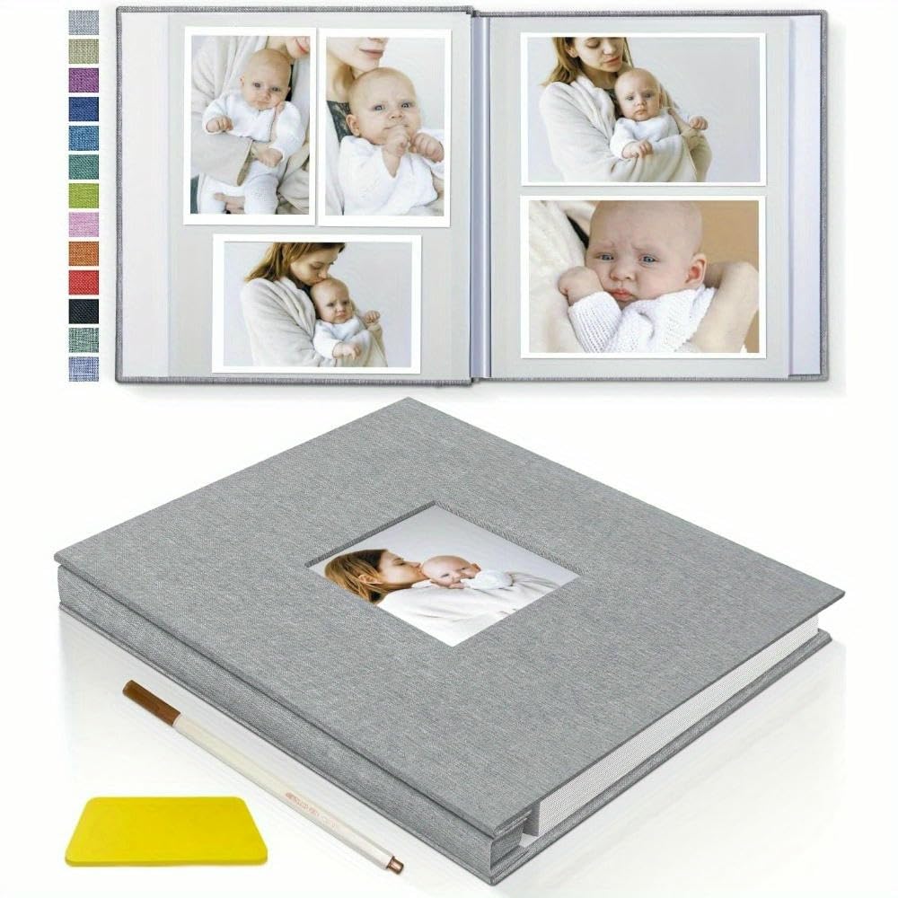 NYSDM DIY Lniany album do scrapbookingu z samoprzylepnymi stronami 40 arkuszy na zdjęcia 4x6 i 8x10 Idealne wspomnienia ze ślubów i przyjaźni