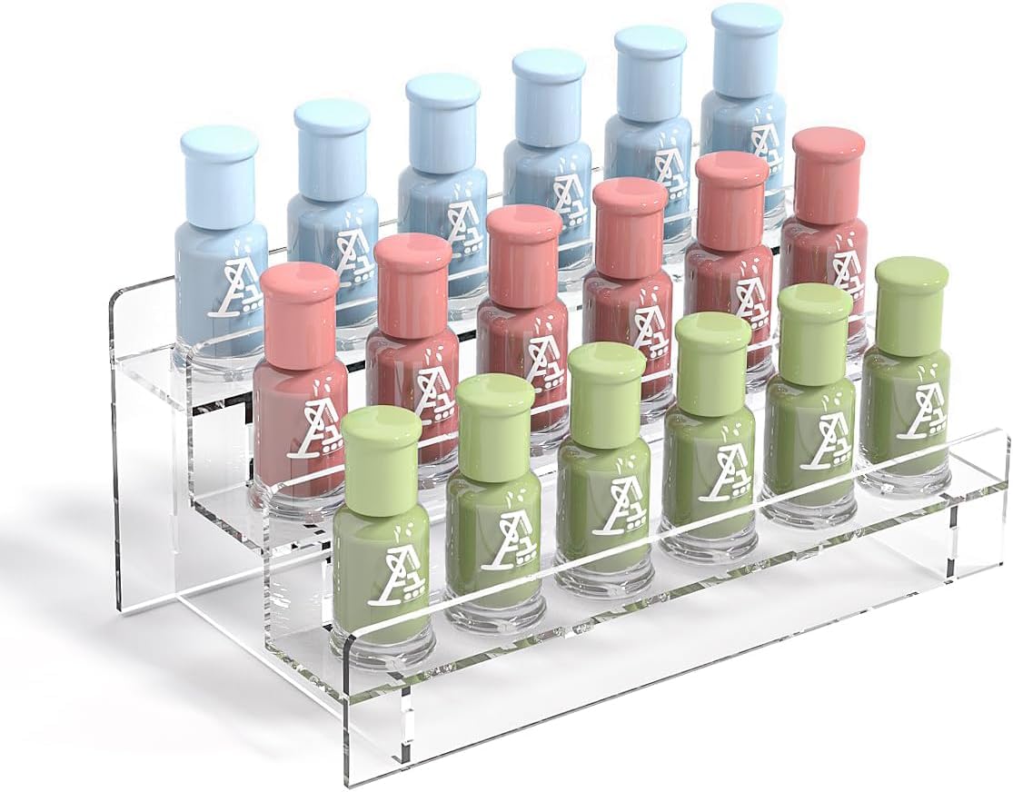 Divin Nail Polish Holder Organizer,Acrylic 3 Tier Essential Oil Containers Storage Rack,Paint Bottle Shelf Organizer,Sunglasses And Glasses Display Stand (3 TIER NP)-image-17