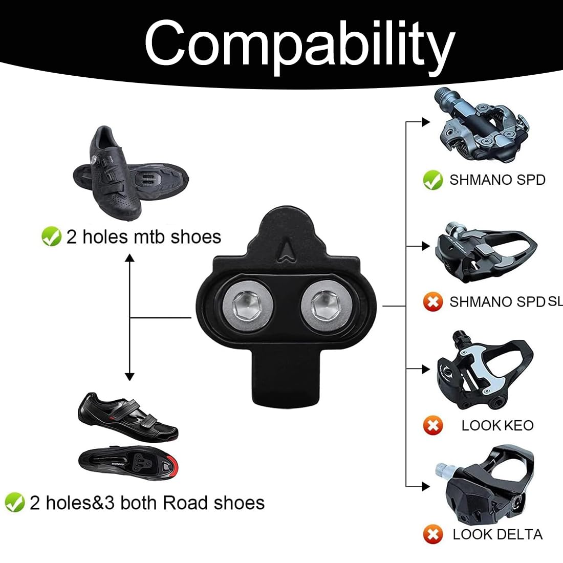 Tacchette, Set di accessori per pedali per biciclette, Set di tacchette per bicicletta durevoli e universali
