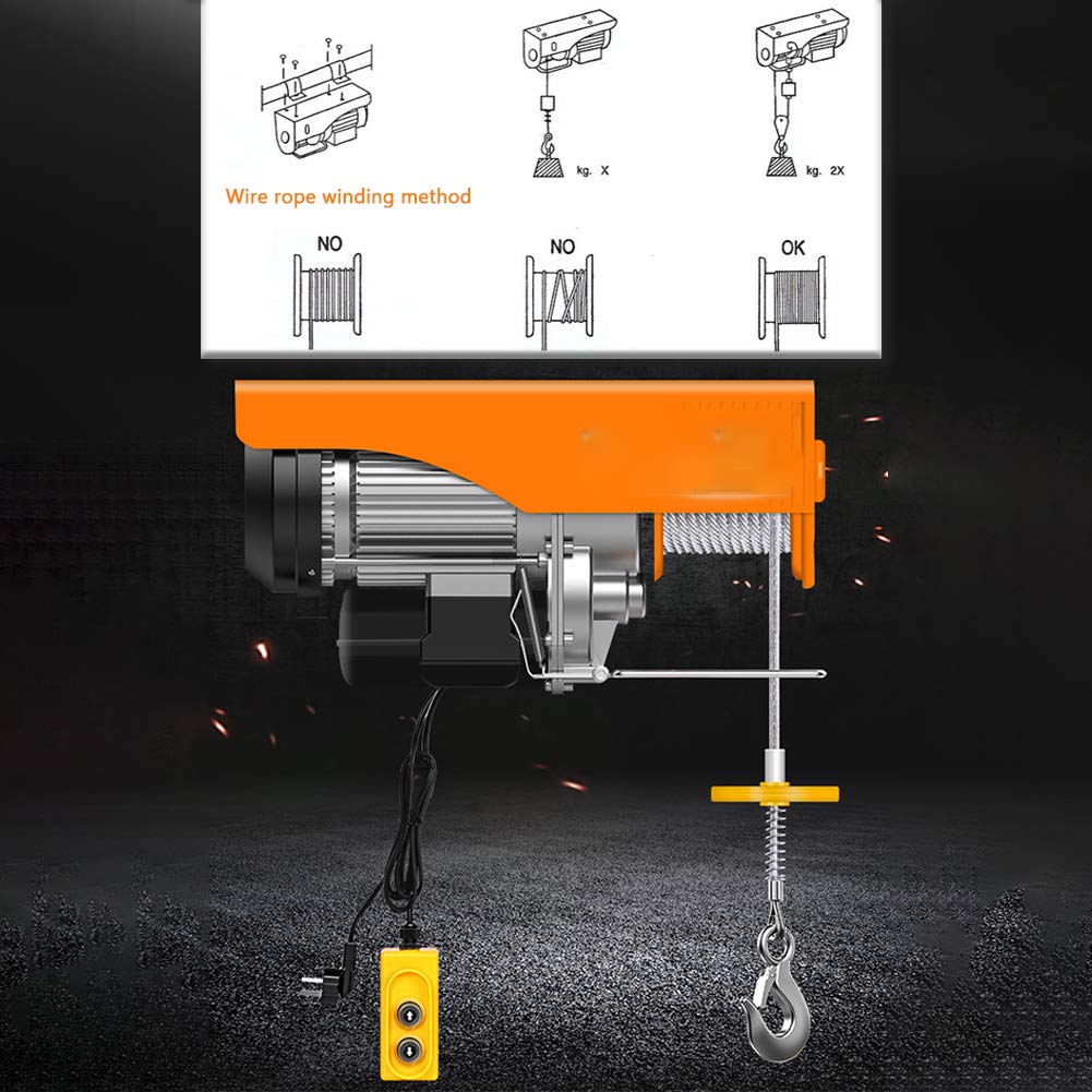 WUK Elektrisches Hebezeug 510W / 600W / 850W mit kabelloser Fernbedienung Mini-Hebezeug Hebewinde Kranhubhöhe 20 / 10m für Home Shop Workshop