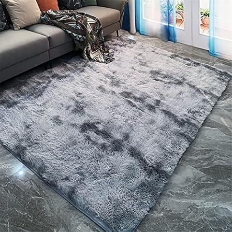 Hiseng Extra Soft Indoor Area Rug, Modern Fluffy Long Carpet Living Room Shaggy Nursery Kids Playing Mat Bedroom Dining Room Floor Mat Home Decor (50x80cm,dark grey) Cover