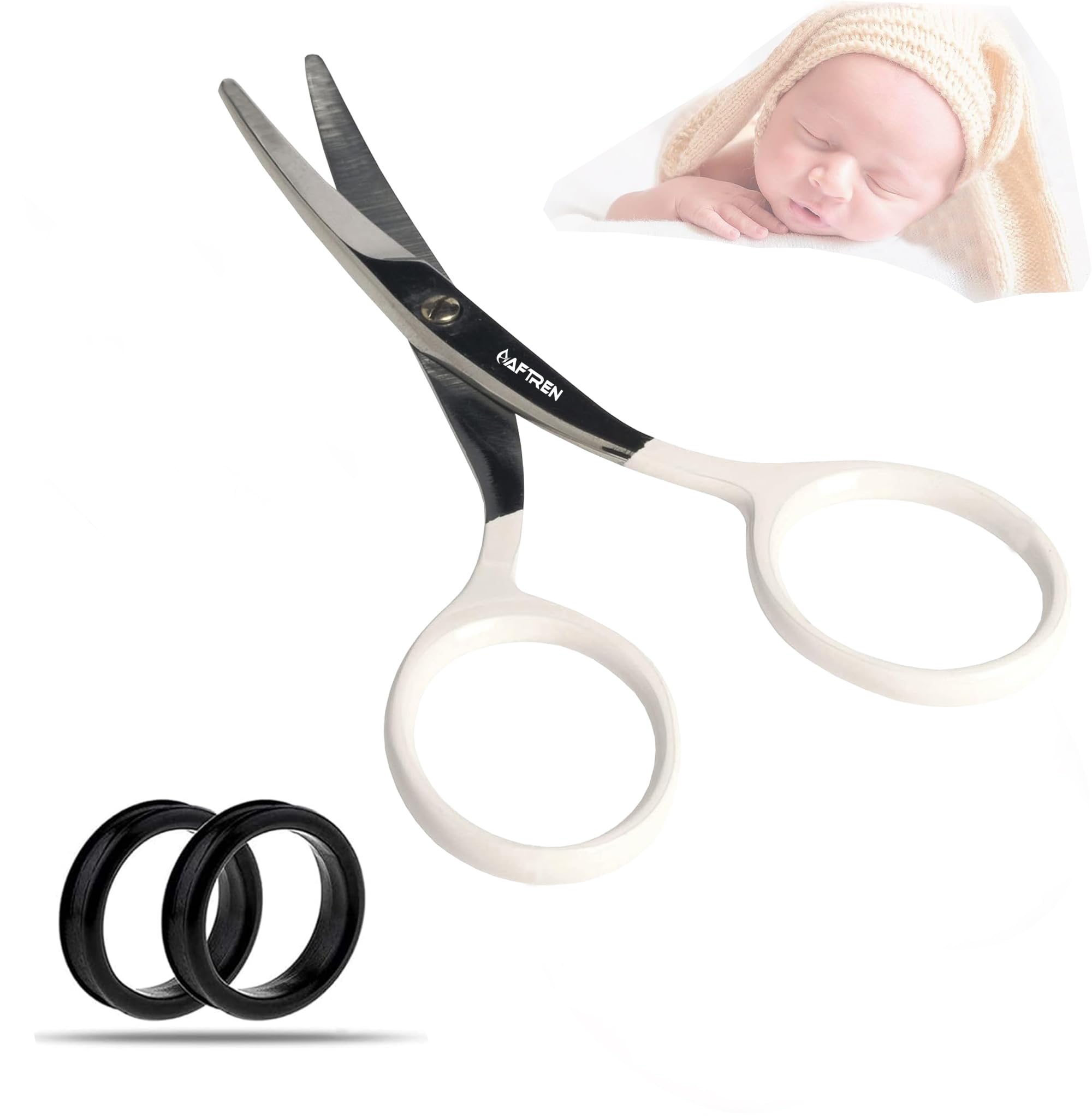 Tijeras profesionales para uñas para bebés, superficie de corte curvada, punta de borde redondo, tijeras para uñas de acero inoxidable para niños, 4 pulgadas (Blanco, 4 pulgadas)