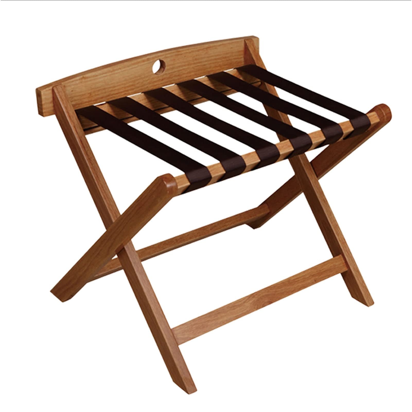 Porte-bagages vertical pliable en bois et cuir pour valise de chambre d'hôtel