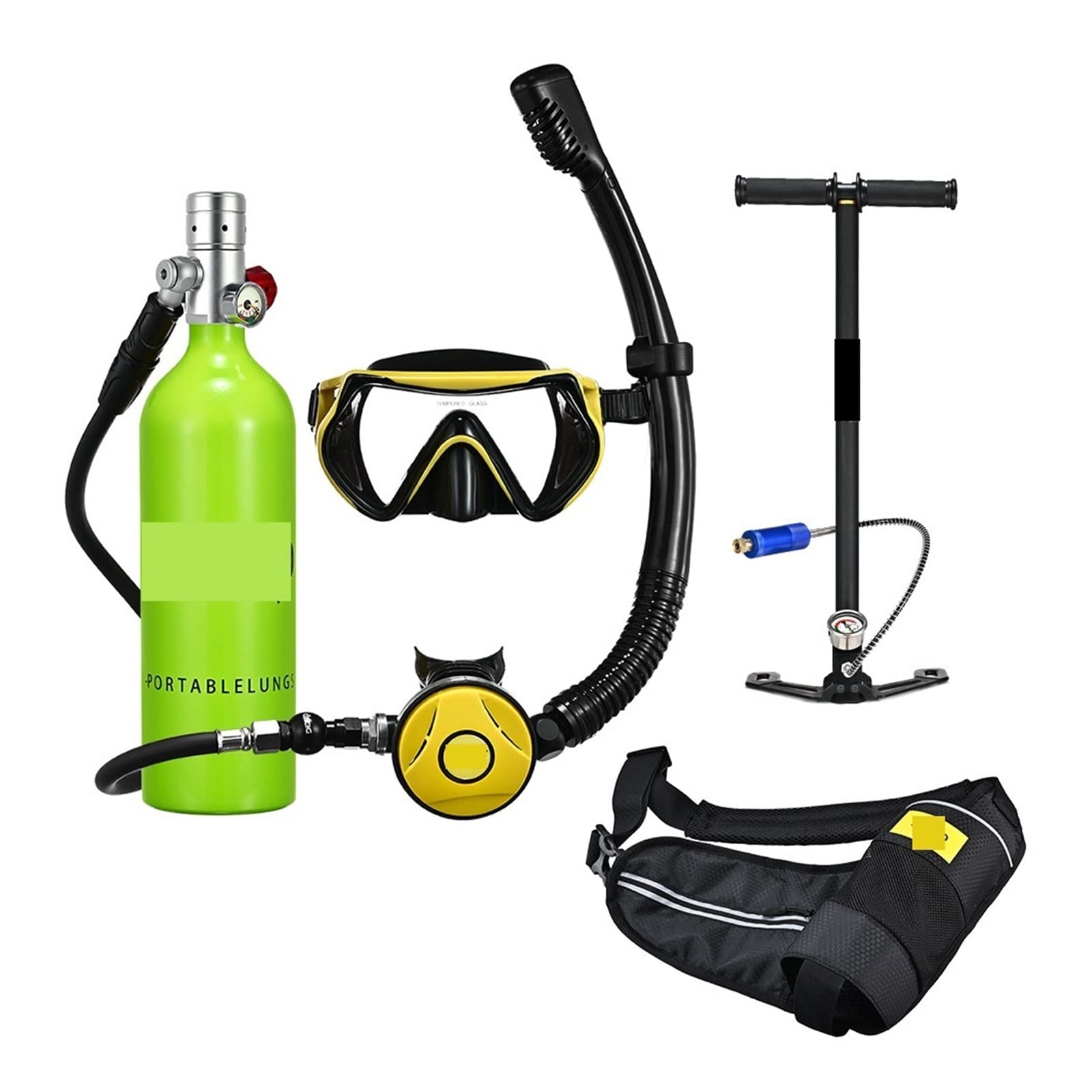 Dcdcd Silverhead In Green Bottle Snorkel Underwater Diving Rebreather Portable Deep Snorkeling Equipment(Silverhead In Green Bottle)